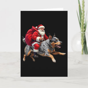 Tarjeta Navidad Santa Perro Ganadero Australiano Navidad 