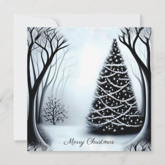 Tarjeta Navidad Simple y Elegante en Blanco y Negro con un