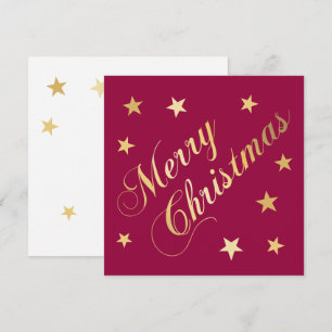 Tarjeta Navidad Tonos Dorados Estrellas Burdeos Elegante