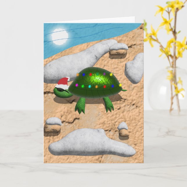 Tarjeta Navidad Tortuga-genial (flor amarilla)