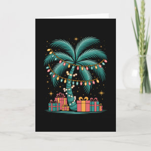Tarjeta Navidad Tropical Hawaiiana Santa Palma Con L
