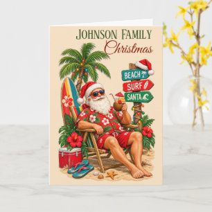 Tarjeta Navidad Tropical Playa Santa Retro Tropical