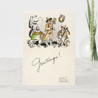 Tarjeta Navidad vaquera vintage de Walt Kuhn 1934