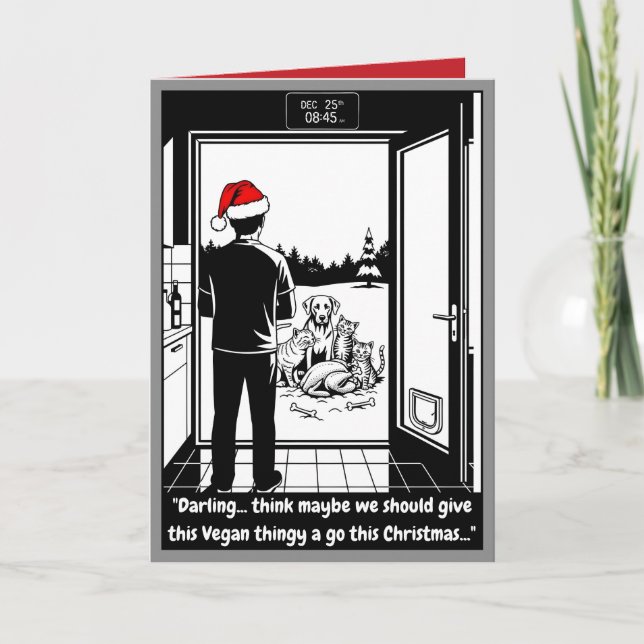 Tarjeta Navidad Vegana Divertida  (Anverso)