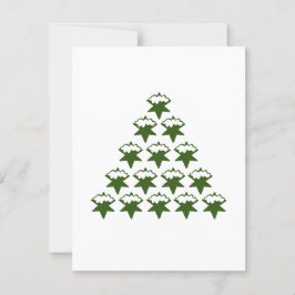 Tarjeta Navidad Verde Nieve Estrellas Árbol blanco