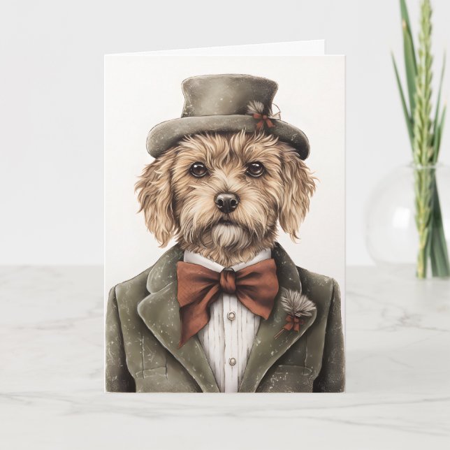 Tarjeta Navidad Vintage: Cachorro  (Anverso)