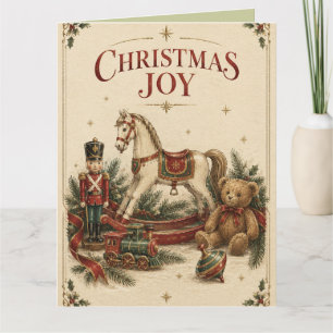 Tarjeta Navidad Vintage Elegante , Soldado de Juguete Anti