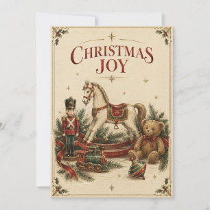 Tarjeta Navidad Vintage Elegante , Soldado de Juguete Anti