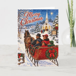 Tarjeta Navidad Vintage Familia Afroamericana