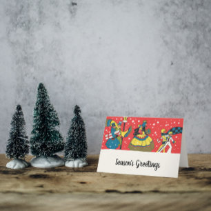 Tarjeta Navidad Vintage, Familia Victoriana