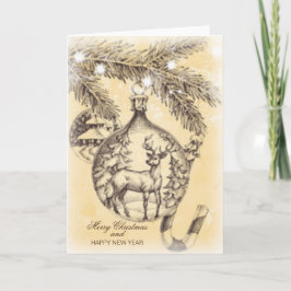 Tarjeta Navidad Vintage Feliz