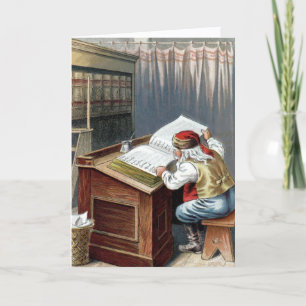 Tarjeta Navidad Vintage, San Nicolás Buen o Mal Comportami