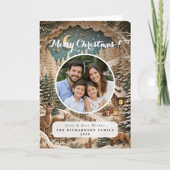 Tarjeta Navidad vintage tradicional personalizada (Anverso)