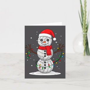 Tarjeta Navidad Voleibol Muñeco de Nieve Gorro de Santa Di
