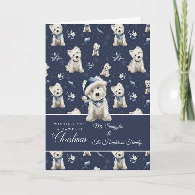 Tarjeta Navidad Westie Blanco (Anverso)