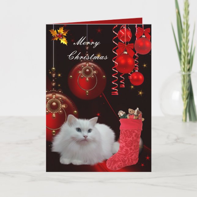 Tarjeta Navidad Xmas Gato (Anverso)