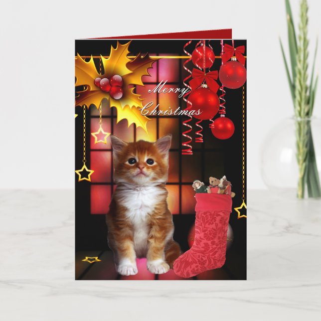 Tarjeta Navidad Xmas Gato Gatito (Anverso)