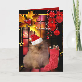 Tarjeta Navidad Xmas Gato Sombrero