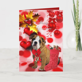Tarjeta Navidad Xmas Perro Cachorro Corazones