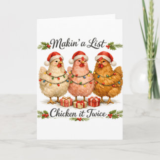 Tarjeta Navidad Xmas Vida de granja Haciendo una lista Pol
