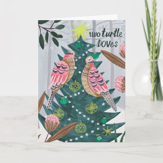 Tarjeta Navidades 12 días de Navidades Dos palomas de tort (Anverso)