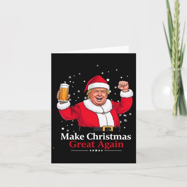Tarjeta Navidades 2024 Funny Trump & amp; Cerveza hace Nav (Anverso)