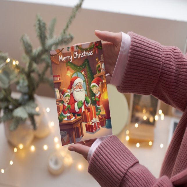 Tarjeta Navidades acogedores de Santa y la chimenea (Subido por el creador)