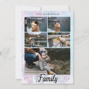 Tarjeta Navidades acuarela Familia Azul rosa Árboles de ni