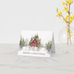 Tarjeta Navidades acuarela Nevado Hogar De Pino Pino Dobla