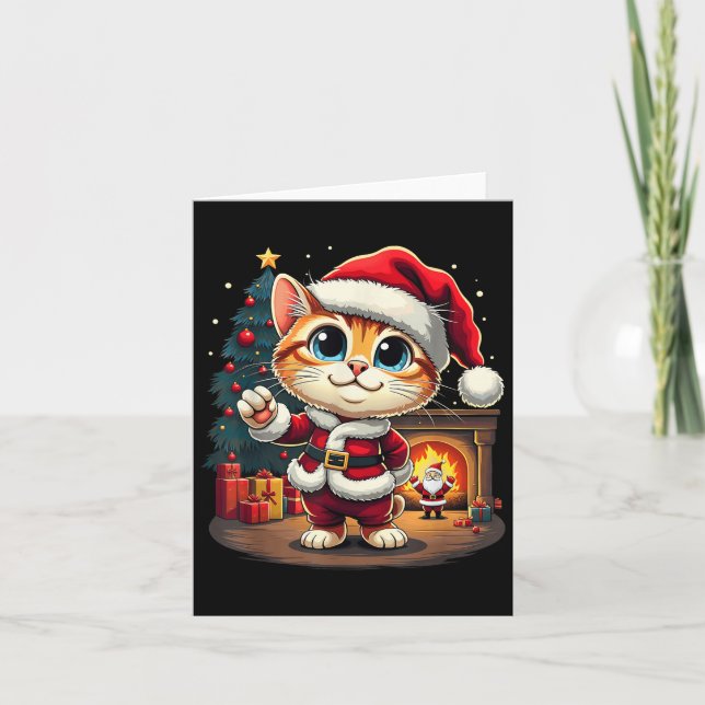 Tarjeta Navidades adorables Cat Santa Claus Lovely Xmas Ki (Anverso)