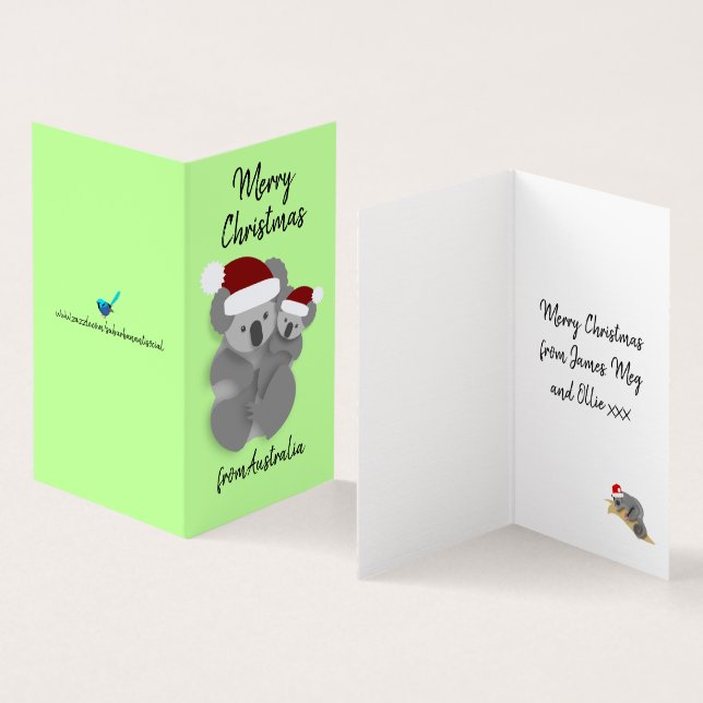 Tarjeta Navidades adorables Koala y Joey (Interior y exterior)