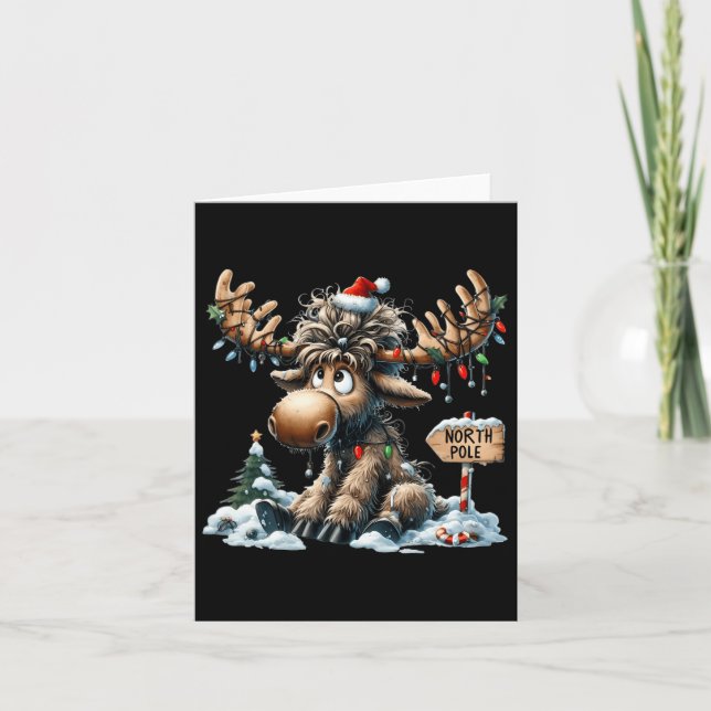 Tarjeta Navidades Adorables Moose Merry Christmoose Hombre (Anverso)