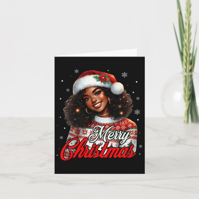 Tarjeta Navidades afroamericanas mamá negra africana (Anverso)