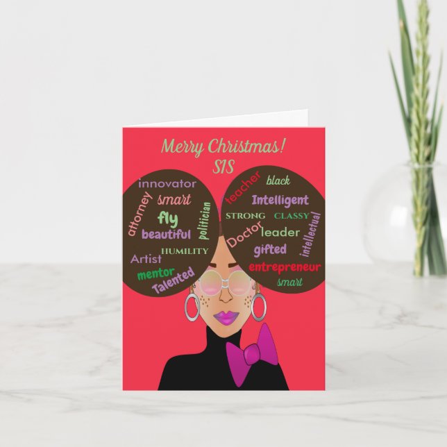 Tarjeta Navidades afroamericanos de primos (Anverso)