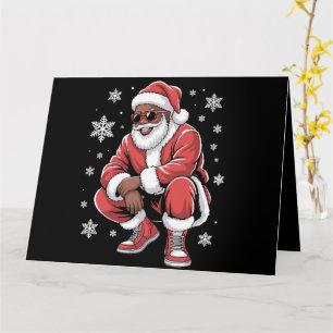 Tarjeta Navidades afroamericanos Pajama Navidad Afro Santa