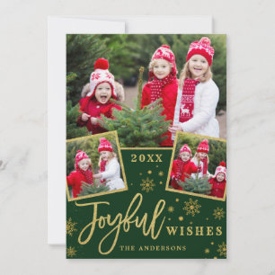 Tarjeta Navidades alegres 3 saludo de feriado fotográfico