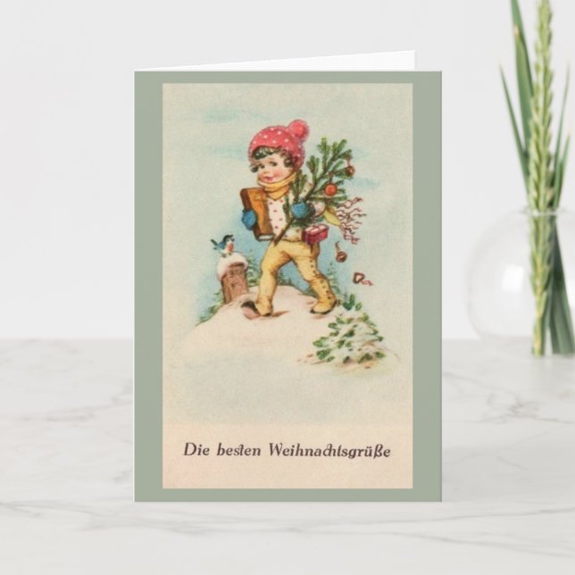 Tarjeta Navidades alemanes Vintage Besten Weihnachtsgrüße (Anverso)