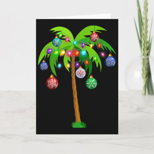 Tarjeta Navidades alumbran palmeras divertidas Hawaii Beac