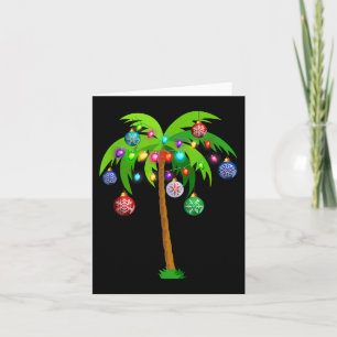 Tarjeta Navidades alumbran palmeras divertidas Hawaii Beac