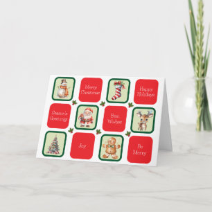 Tarjeta Navidades amables y deseos de vacaciones en plazas