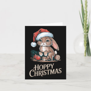 Tarjeta Navidades amamantados adoran a conejito Santa Hat 