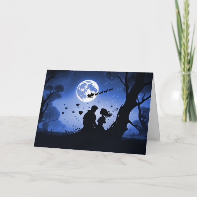 Tarjeta Navidades aman romance magia de Navidades pareja (Anverso)