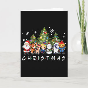 Tarjeta Navidades amigos Santa Rudolph Familia Snowman Xma