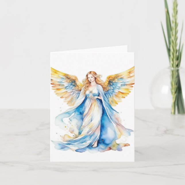 Tarjeta Navidades Ángel A - acuarelas y plumas (Anverso)