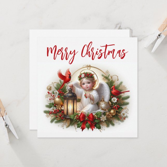 Tarjeta Navidades Ángel y Cardenales (Anverso/Reverso In Situ)