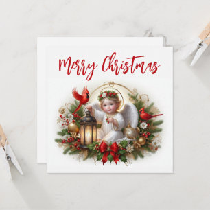 Tarjeta Navidades Ángel y Cardenales