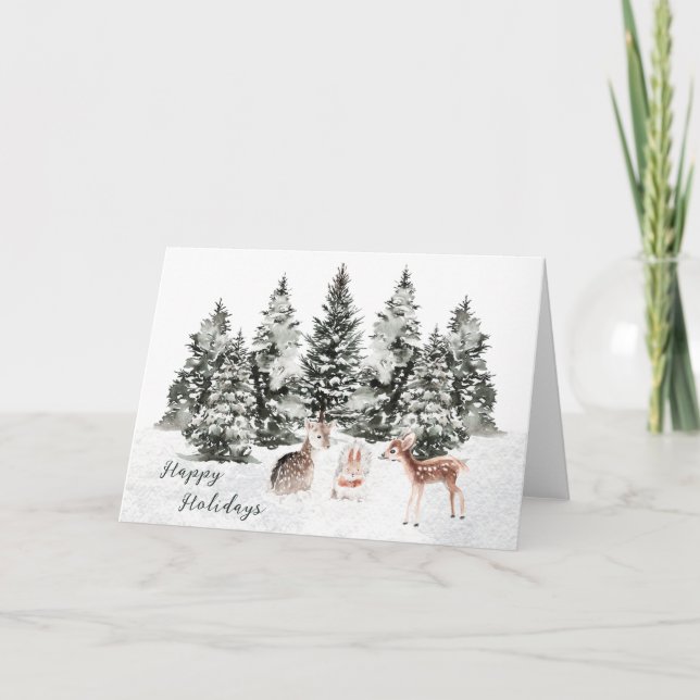 Tarjeta Navidades Animales Pino Forest (Anverso)