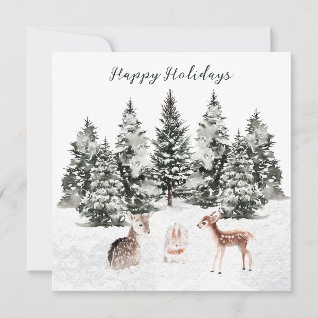 Tarjeta Navidades Animales Pino Forest (Anverso)