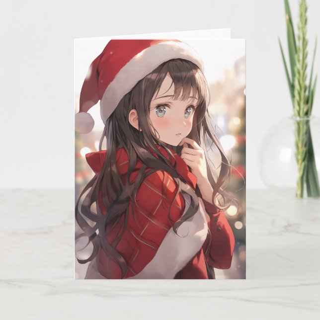Tarjeta Navidades Anime Chica (Anverso)