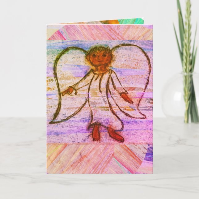 Tarjeta Navidades anuncian gloria de ángel (Anverso)